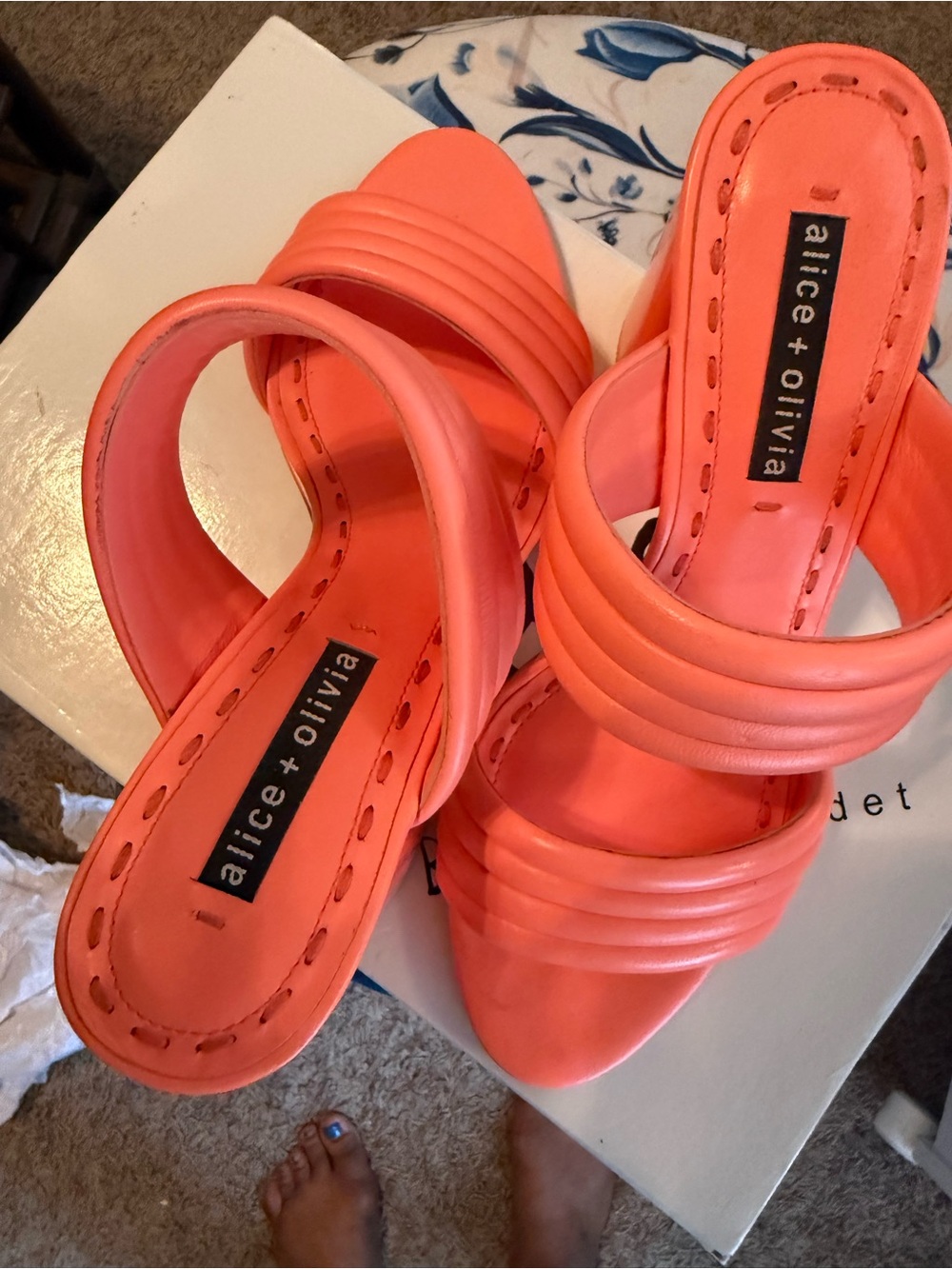 Alice + Olivia Coral Quilted Double Strap Block Heels